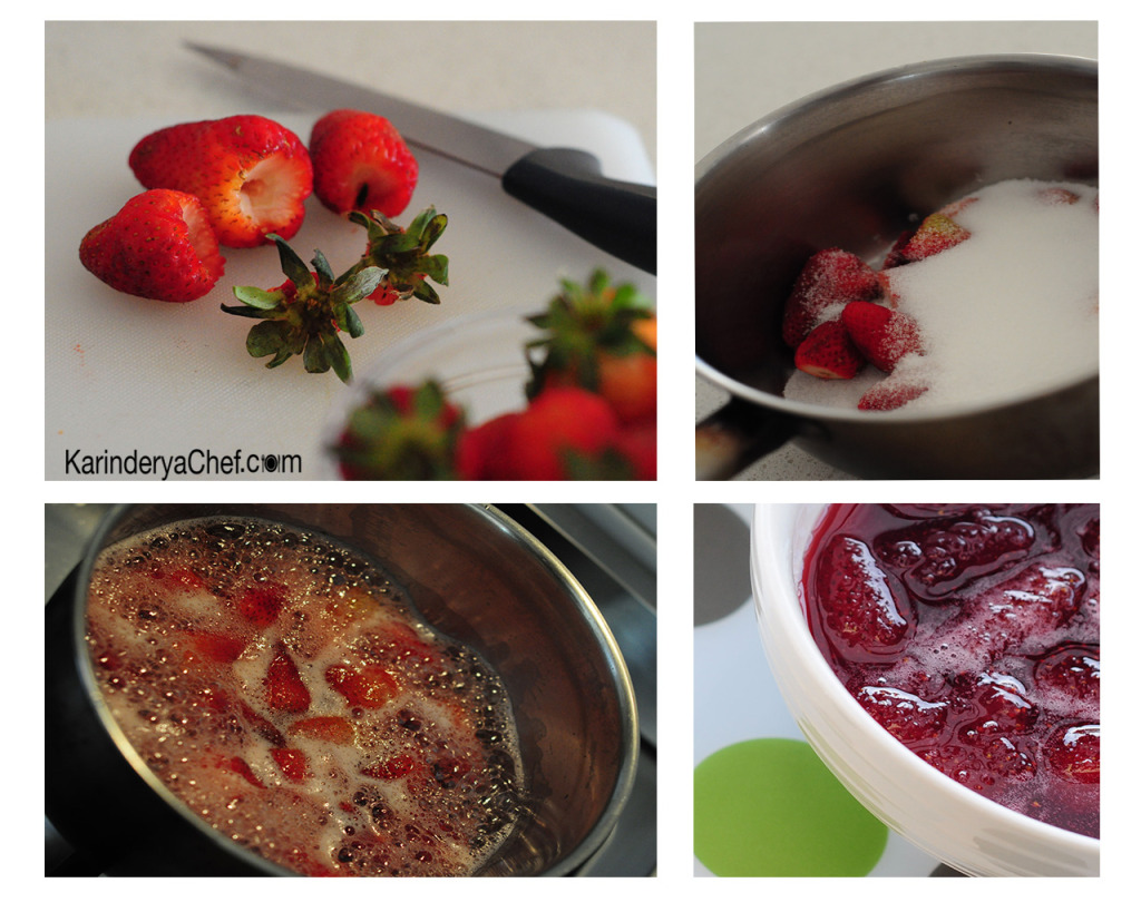 Montage of Strawberry syrup preparation 